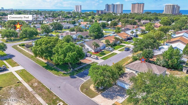 107 Summerwood Dr, Panama City Beach, FL 32413 - aerial perspective of suburban area with a nearby body of water
