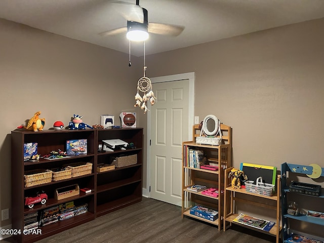 603 W Kansas Ave, Bonifay, FL 32425 - recreation room featuring dark wood-type flooring and ceiling fan