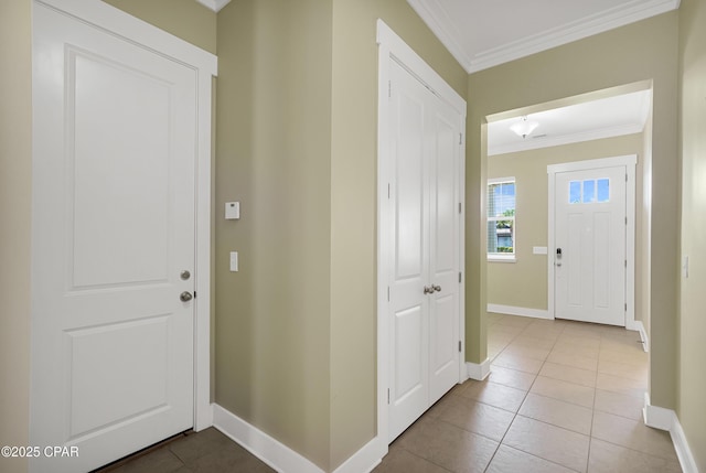 117 Cedar Hammock Ln, Panama City Beach, FL 32407 - entryway featuring ornamental molding, baseboards, and tile patterned flooring