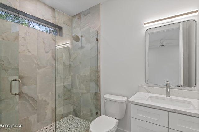 17 Woodland Dr, Santa Rosa Beach, FL 32459 - bathroom featuring vanity, toilet, and a shower stall