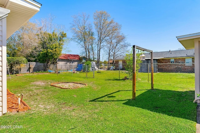 view of yard with a fenced backyard