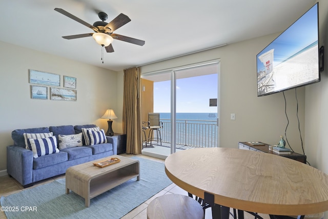 17739 Front Beach Rd Unit 1204W, Panama City Beach, FL 32413 - living area with a ceiling fan and light tile patterned floors