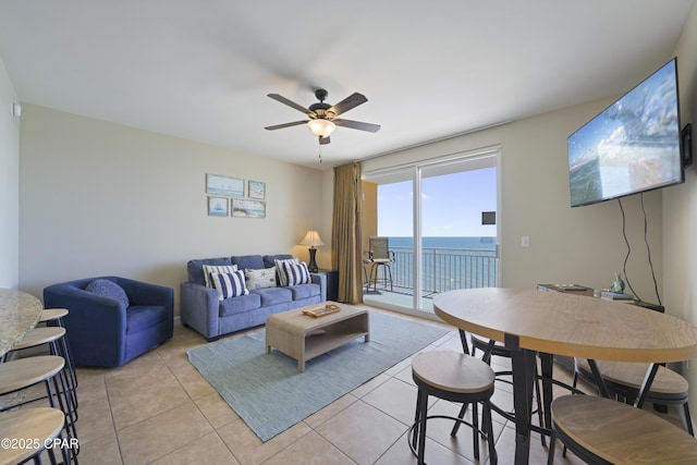17739 Front Beach Rd Unit 1204W, Panama City Beach, FL 32413 - living area with ceiling fan and light tile patterned floors