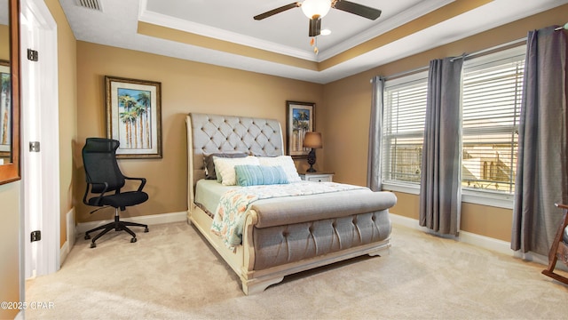 4439 Bylsma Cir, Panama City, FL 32404 - bedroom with ornamental molding, light colored carpet, baseboards, and multiple windows