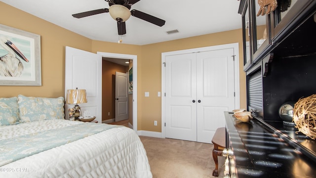 4439 Bylsma Cir, Panama City, FL 32404 - carpeted bedroom with baseboards, a closet, and ceiling fan