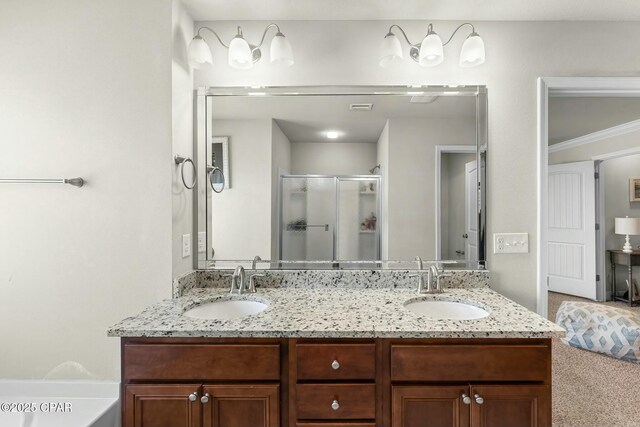 1527 Wateroak Dr, Lynn Haven, FL 32444 - bathroom featuring a shower stall and double vanity