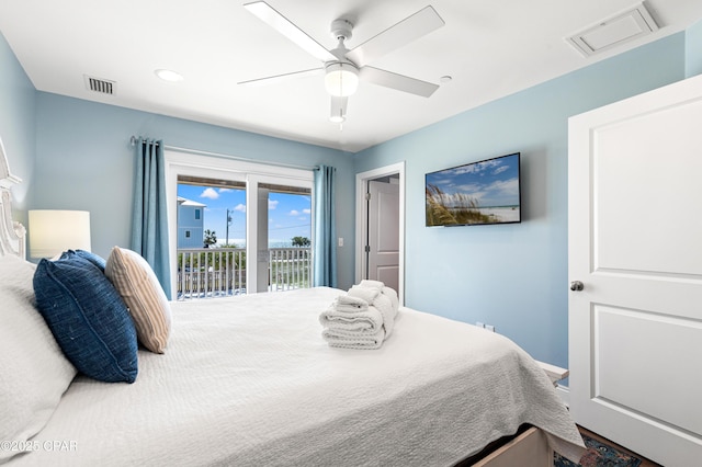 2501 Highway 98 C C, Mexico Beach, FL 32456 - bedroom with access to outside, a ceiling fan, and recessed lighting