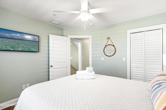 2501 Highway 98 C C, Mexico Beach, FL 32456 - bedroom featuring a closet, a ceiling fan, and baseboards
