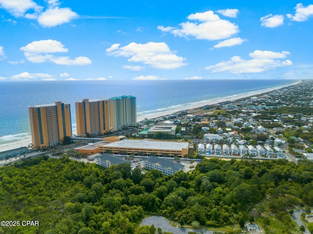 17690 Front Beach Rd Unit D307, Panama City Beach, FL 32413 - drone / aerial view featuring a view of the beach and a water view