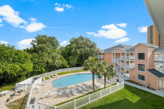 17690 Front Beach Rd Unit D307, Panama City Beach, FL 32413 - pool featuring a lawn, a patio, and fence