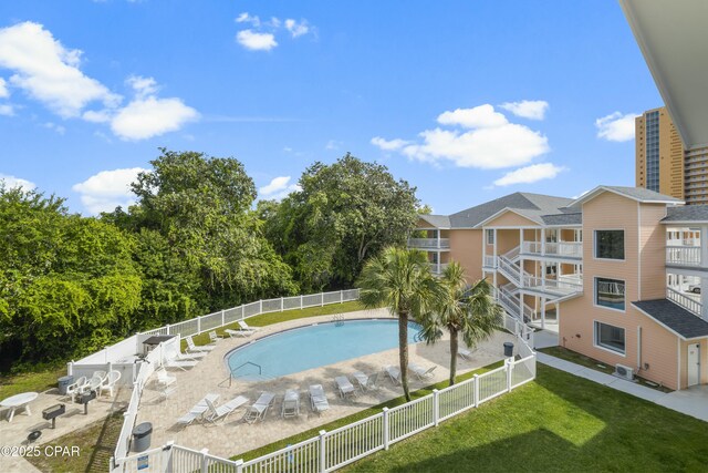 17690 Front Beach Rd Unit D307, Panama City Beach, FL 32413 - pool with a lawn, a patio, and fence