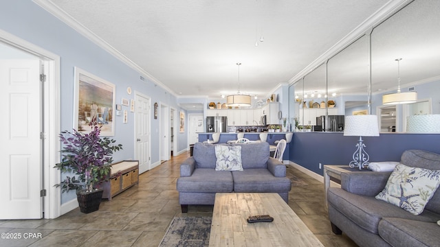 10519 Front Beach Rd Unit 1904B, Panama City Beach, FL 32407 - living area with baseboards and ornamental molding