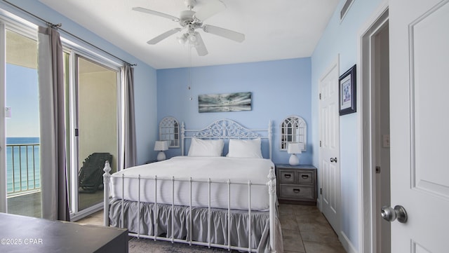 10519 Front Beach Rd Unit 1904B, Panama City Beach, FL 32407 - bedroom with visible vents, access to outside, and ceiling fan