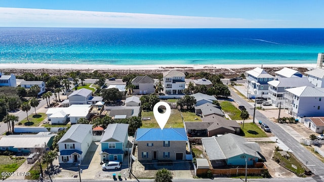 14205 Millcole Ave, Panama City Beach, FL 32413 - drone / aerial view with a residential view, a view of the beach, and a water view