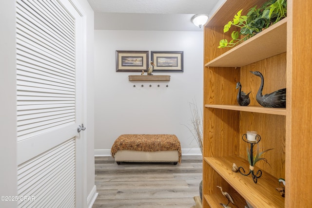 hall featuring baseboards and wood finished floors