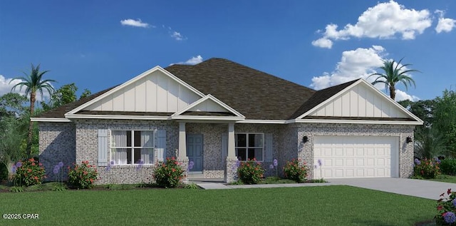 212 Lake Merial Blvd Unit 86, Panama City, FL 32409 - view of front facade featuring brick siding, a garage, board and batten siding, and a front lawn