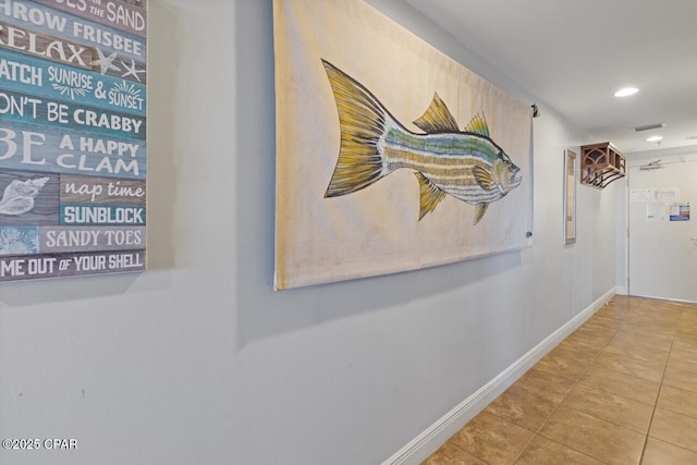 16701 Front Beach Rd Unit 1803, Panama City Beach, FL 32413 - corridor with tile patterned floors, baseboards, and recessed lighting