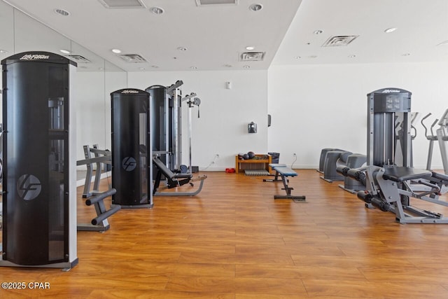 16701 Front Beach Rd Unit 1803, Panama City Beach, FL 32413 - gym with light wood-style flooring and recessed lighting