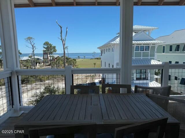 exterior space featuring a water view