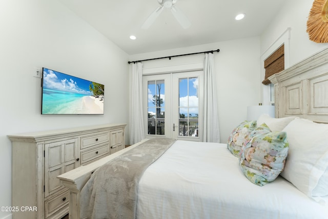 bedroom with recessed lighting and ceiling fan
