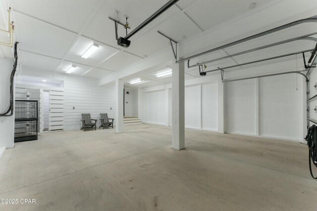 garage with a garage door opener