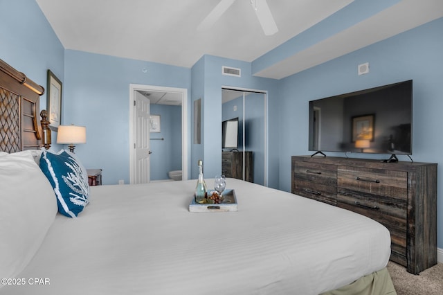 14701 Front Beach Rd Unit 2128, Panama City Beach, FL 32413 - carpeted bedroom featuring a closet and ceiling fan