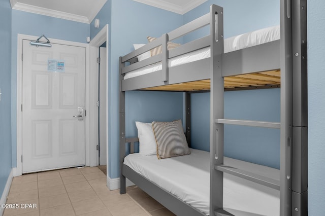 14701 Front Beach Rd Unit 2128, Panama City Beach, FL 32413 - tiled bedroom with crown molding and baseboards
