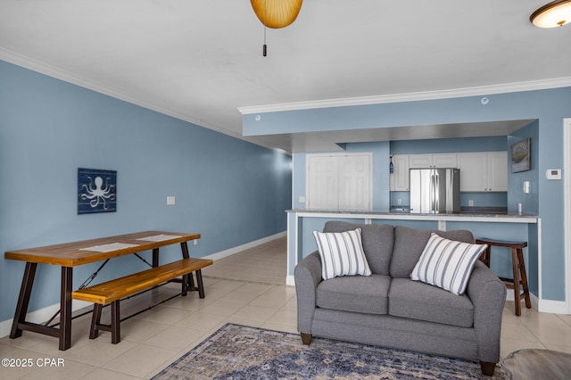 14701 Front Beach Rd Unit 2128, Panama City Beach, FL 32413 - living room with ornamental molding and light tile patterned floors