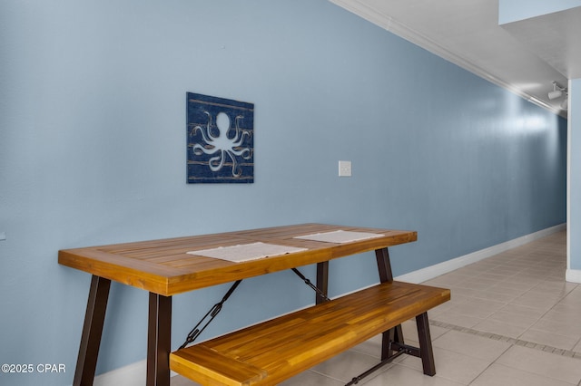 14701 Front Beach Rd Unit 2128, Panama City Beach, FL 32413 - tiled dining room with crown molding and baseboards