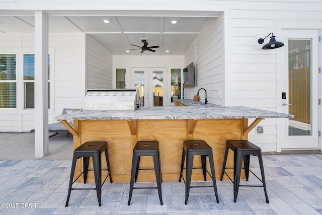 314 Tanaga St, Panama City Beach, FL 32413 - view of patio / terrace featuring french doors and ceiling fan