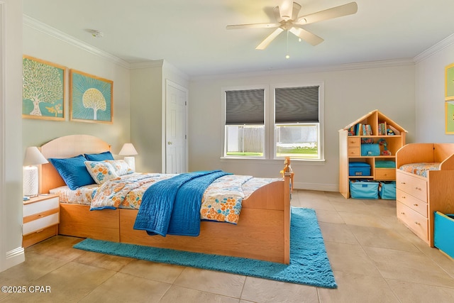 1606 Belmont Blvd, Lynn Haven, FL 32444 - tiled bedroom with ornamental molding and ceiling fan