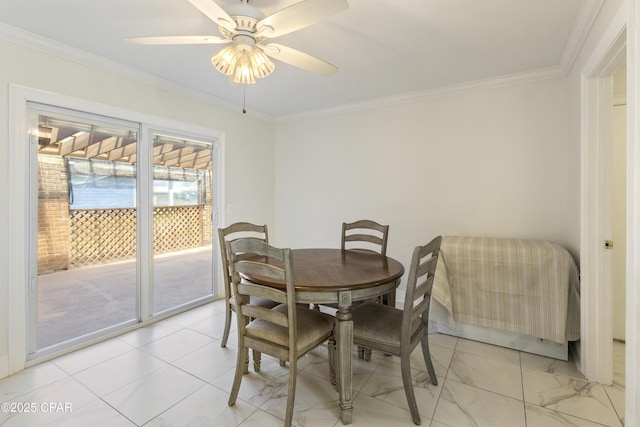 1606 Belmont Blvd, Lynn Haven, FL 32444 - dining area featuring ceiling fan and ornamental molding