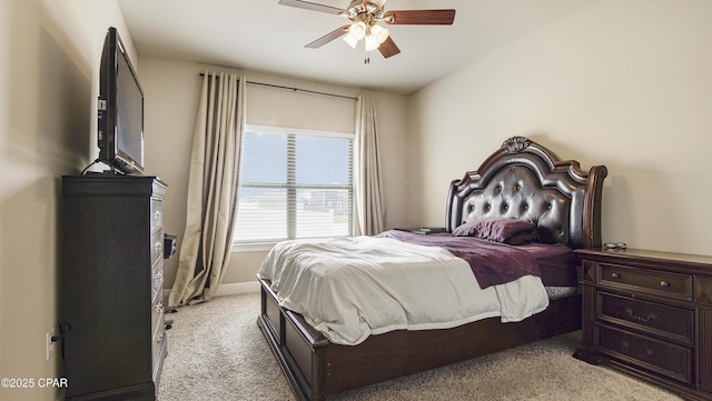 221 S Shoreview Dr, Panama City, FL 32404 - bedroom featuring light carpet, baseboards, and ceiling fan