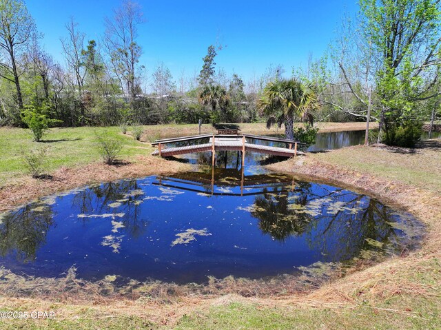 view of pool featuring a water view