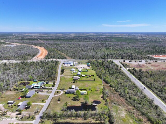 bird's eye view featuring a view of trees