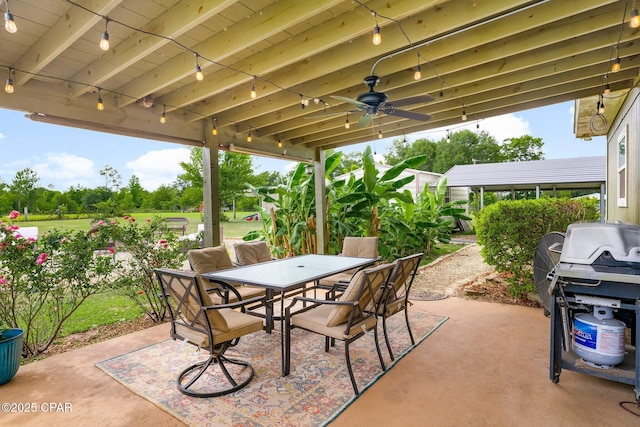 2187 Mayo Rd, Grand Ridge, FL 32442 - view of patio / terrace with outdoor dining area, ceiling fan, and area for grilling