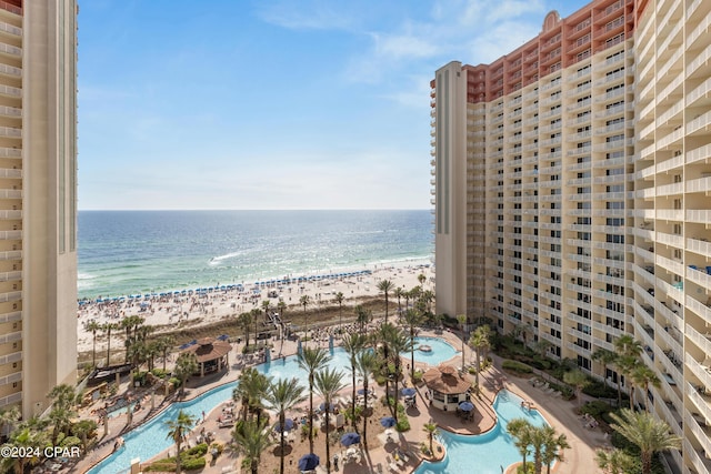 water view featuring a beach view