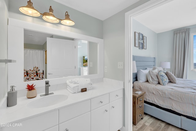 bathroom featuring wood finished floors and vanity