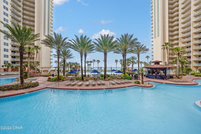 pool featuring a gazebo