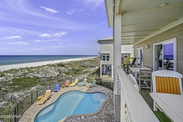 123 Sapodilla Ln, Port St Joe, FL 32456 - view of pool with view of water and beach and a patio