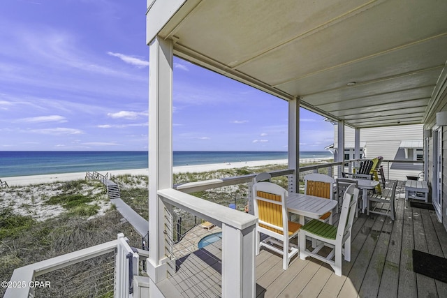 123 Sapodilla Ln, Port St Joe, FL 32456 - wooden terrace with view of water and beach