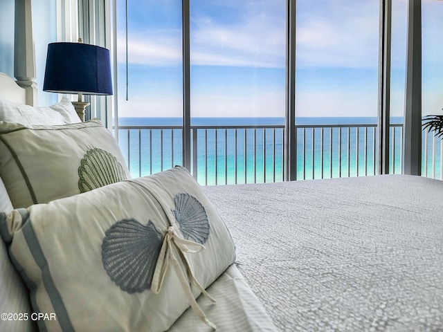 bedroom with a water view