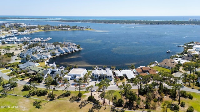 4522 Bay Point Rd, Panama City Beach, FL 32408 - bird's eye view featuring a residential view and a water view