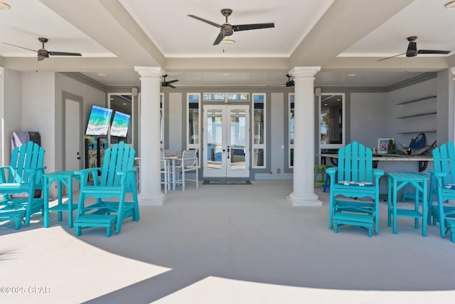 4522 Bay Point Rd, Panama City Beach, FL 32408 - view of patio with french doors and a ceiling fan
