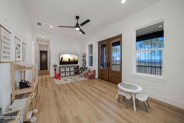 7603 Coastal Hammock Trl, Panama City Beach, FL 32413 - living area with wood finished floors, recessed lighting, a ceiling fan, and baseboards
