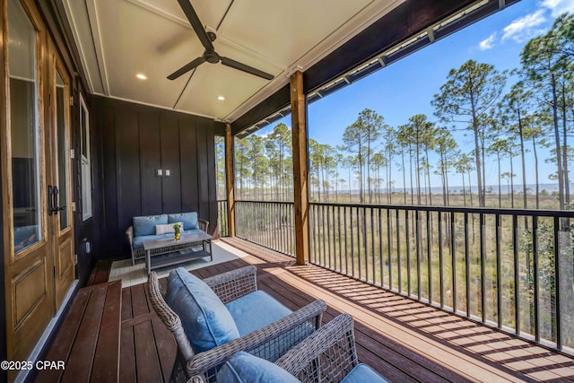 7603 Coastal Hammock Trl, Panama City Beach, FL 32413 - deck with outdoor lounge area and ceiling fan