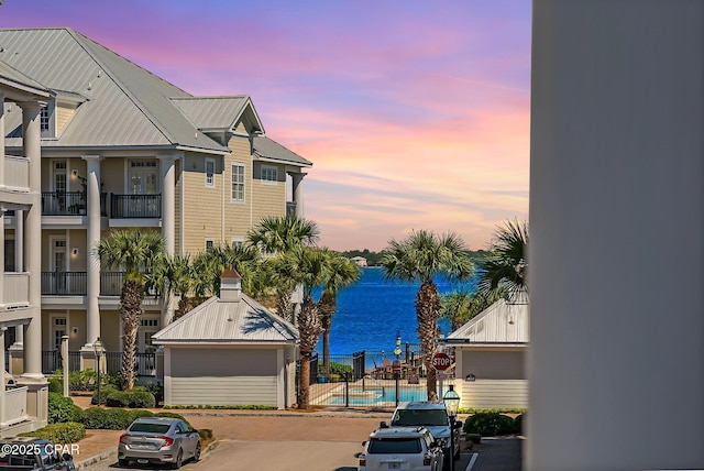 property view of water with fence