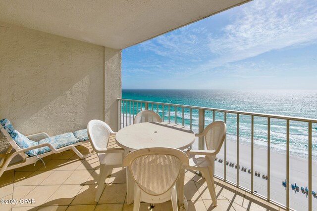5801 Thomas Dr Unit 1216, Panama City Beach, FL 32408 - balcony featuring a water view and a view of the beach