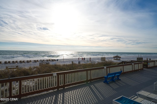 5801 Thomas Dr Unit 1216, Panama City Beach, FL 32408 - wooden terrace featuring a beach view and a water view