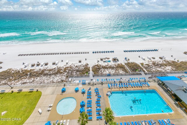 5801 Thomas Dr Unit 1216, Panama City Beach, FL 32408 - birds eye view of property with a beach view and a water view